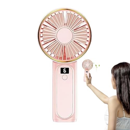 Wezalget Ventilador alimentado por pilas, ventilador de refrigeración recargable portátil alimentado por pilas, pequeño ventilador portátil con pantalla digital, ajuste de 6 velocidades, ventilador de