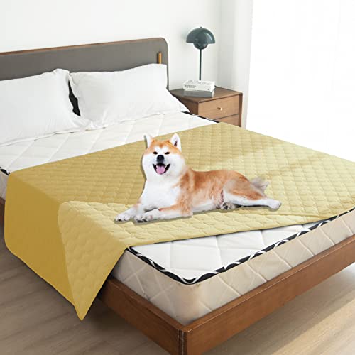 Image of gogobunny 100% Double-Sided Waterproof Dog Bed Cover Pet Blanket Sofa Couch Furniture Protector for Puppy Large Dog Cat, Reversible (68x82 Inch (Pack of 1), Dark Yellow /Light Yellow)