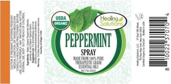 Miniatura 2 de Spray de menta orgánica  Agua infundida con aceite esencial de menta  Certificado Orgánico USDA  Botella de 2 onzas por Healing Solutions