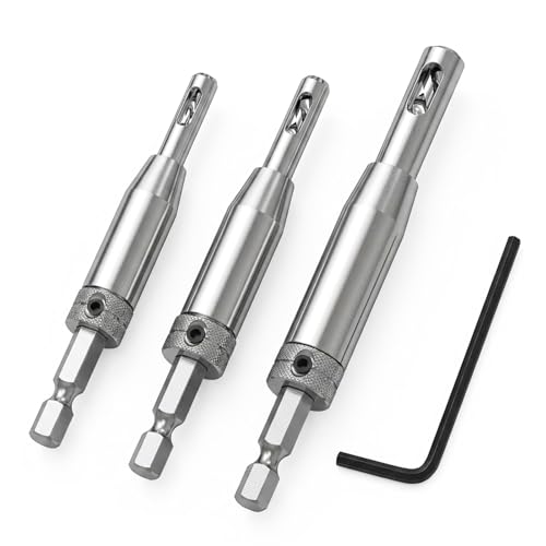 4PCS Self Centering Drill Bit Set joinery tools Hinge Drill Bit Self Centring 1/4 Inch High Speed Drill Bits For Door Window Cabinet Hinge Pilot Hole (9/647/645/64)