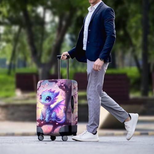 Dragon Suitcase Cover Travel Luggage Protector Washable Elastic Suitcase Covers Anti-Scratch Zip Closure Lugagge Covers for Suitcase Cherry Blossom Luggage Cover Fits 22-25 Inch, M3