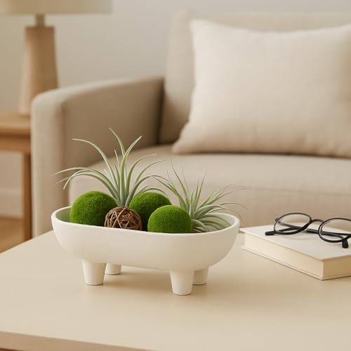 Decorative Ceramic Rounded Rectangle Bowl for Coffee Table - Minimalist Centerpiece Table Decoration or Kitchen Counter - Versatile Home Decor Accent for Candy or Key Holder Bowl - 3.5", White by NESS AND JORD - Used condition - Image 2