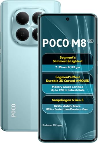 POCO M8 5G (Glacial Blue, 8GB RAM), (128GB Storage)
