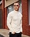 Mens Casual Mock Turtleneck Long Sleeve Basic Lightweight Slim Fit Pullover Tops Ribbed Thermal Undershirts Beige