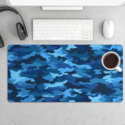 Tapete de escritorio azul camuflaje grande antideslizante miniatura 5