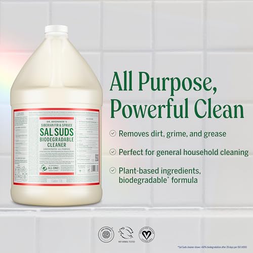 Image of Dr. Bronner's Sal Suds All-Purpose Cleaner, Fir & Spruce Pine, 1 Gallon | Multi-Purpose Cleaner & Degreaser for Floors, Mop Solution, Dish Soap, Laundry & Spray Refill - Concentrated & Biodegradable