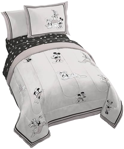 Jay Franco Kids Comforter Set Includes Sheets and Pillow Covers - Soft and Cozy Bed Set for Stylish Room Decor, Official Licensed Bedding, Beige - Mickey and Friends, 5 Piece Twin