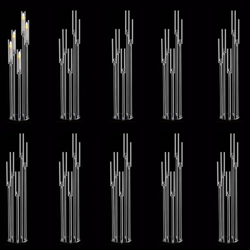 10pcs 5-Arm Acrylic Candelabra,45.7 Inches Tall Clear Floor Candle Holders