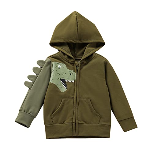 Baby Boys Hooded Sweatshirt Zip Up Long Sleeve Thick Cardigan Fall Warm Windproof Dinosaur Tops with Pocket3