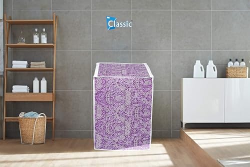 Image of Classic Top Load Washing Machine Cover Suitable for Godrej 6 Kg, 6.5 Kg, 7 Kg, 7.5 Kg (57cmsX56cmsX86cms, Purple Flower, Medium)
