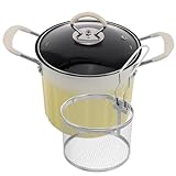 PRETYZOOM Gusseiserne Tempura Fritteuse mit Deckel und Ölabtropfgestell Multifunktionaler Frittiertopf für Induktionsherde und Gasherde rutschfest und Hitzebeständig