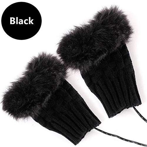 1 Pair 2 Pack DECVO Winter Powered Warmer Thicken Fingerless USB Heated Gloves