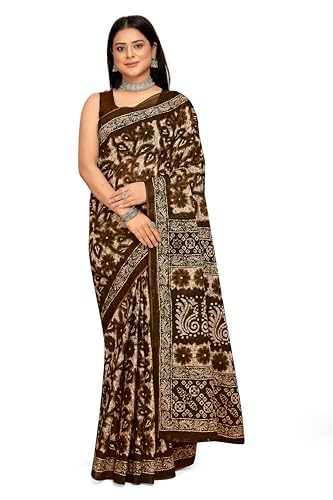 Image of TAMAIRA FASHION Mulmul Pure Cotton Saree For Woman Floral Batik Printed |Office Wear Daily Wear Sarees For Women Without Blouse Piece (Available in 16 Colours)