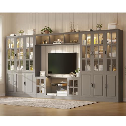MEISSALIVVE 4-Piece Wall Unit TV Stand with Storage & LED Lights for TVs up to 70