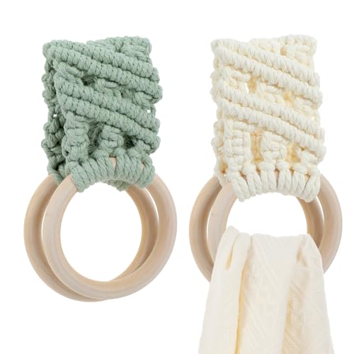 Matwsec 2 Pcs Knit Kitchen Towel Holder, Boho...