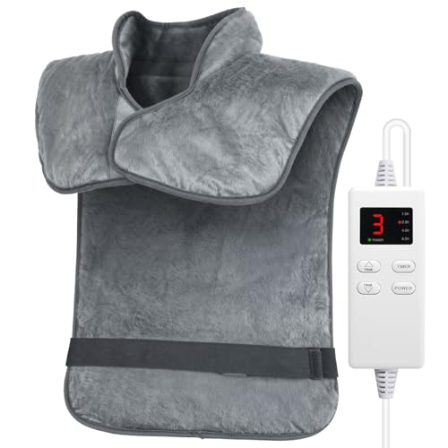 Image of Heating Pad for Neck and Shoulders and Back, Electric Heat Pad for Period Cramps Pain Relief with 6 Heat Settings, 4 Auto-Off Timers, Birthday Gifts for Women Men
