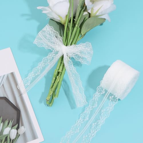 Hiswan Elegant White Lace Ribbon – 10 Yards of Vintage Floral Trim for Crafting, Sewing, Gift Wrapping, and Wedding Decor 5 Hiswan Elegant White Lace Ribbon – 10 Yards of Vintage Floral Trim for Crafting, Sewing, Gift Wrapping, and Wedding Decor - Image 4
