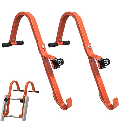 Lot de 2 crochets robustes pliables avec roue et stabilisateur, gouttières de protection en caoutchouc pour un accès sûr au toit