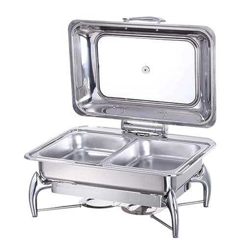 Juego de platos de acero inoxidable para bufé, calentador de alimentos con bandeja de agua para fiestas, eventos y bodas, juego de 3 piezas para catering y servicio de alimentos