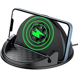 Cargador Qi Doble Beeasy Cargador Inalambrico Coche, 15W Qi Carga Rápida, Antideslizante Wireless Car Charger Soporte Móvil para iPhone 14 13 12 11 Pro MAX XR X SE, Samsung S23 S22 S21 Ultra y Otros