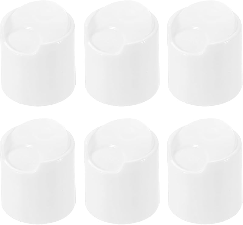 MECCANIXITY 6Pcs White Disc Top Caps Replacement 28/410 Plastic Press Disk Caps 1.3x1.2x1.1 Inch Dispensing Lids for Squeeze Bottles, Refillable Bottles, Shampoo Bottles