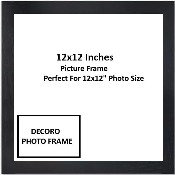 DECORO 12x12inch Square Black Photo Frame | Poster Frame | 12x12 inch Wooden Photo Frame | Square Black Picture Frames|(Black, 12x12 inch)