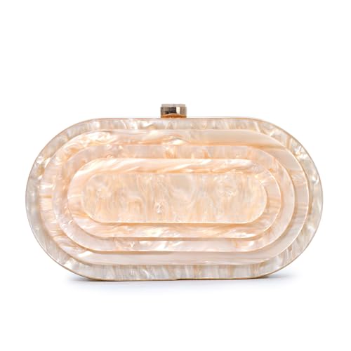 Image of Fecialy Acrylic Evening Clutch Bag for Women Shell Shape Handbags Marbling Purse Formal Party Bridal Wedding Crossbody Bag