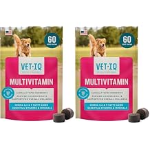 VetIQ Multivitamin Supplement for Dogs, Supports Active Brain Function, Immune System, and Digestive System, Hickory Smoke Flavored Dog Multivitamin, Made in The USA, 60 Count Pack of 2