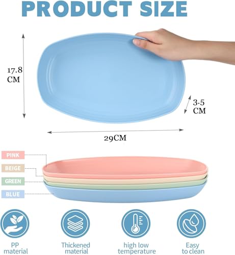 Image of Deep Plates 29cm Large Dinner, Unbreakable Plastic, Reusable, Shatterproof, Camping, Children's Plates, BPA-Free, Microwave-Safe, Dishwasher Safe (Multicolor, 4)