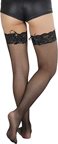 Image of ToBeInStyle Women's Spandex Double Weaves Thigh Hi With Lace Up Lace Top