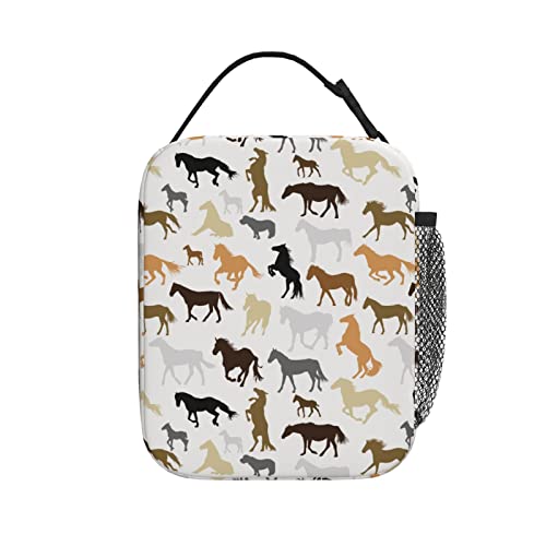 Durable Cartoon Horse Lunch Box Reusable Lunch Bag Travel Picnic Insulated Tote Handbag For Women Men And Kids #TOP2