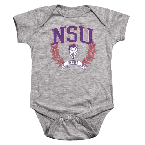 LOGOVISION Northwestern State University Laurels Dark Unisex Infant Snap Suit for Baby, Athletic Heather, Large