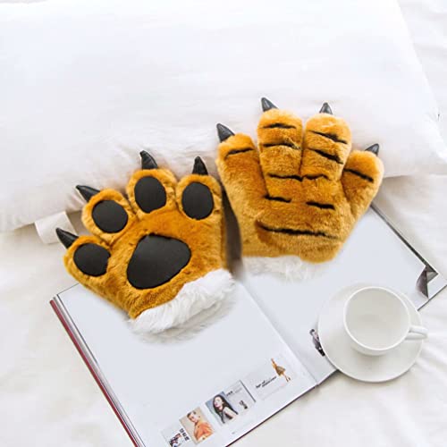 HOMSFOU 1pc Furry Paw Gloves Tiger Paw Glove Furry Paws Feet Winter Mittens Plush Paw Mittens Animal Paw Gloves Cosplay Animals Creative Animal Palm Gloves Tiger Claw Keep Warm Child2