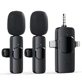 3 in 1 Wireless Lavalier Microphone for iPhone, iPad, Android Camera, 2Pack Mini Mic Noise Reduction Recording 2.4G Ultra-Low Delay, Interview Conference Podcast, Live Streaming, Youtube, TikTok, Vlog