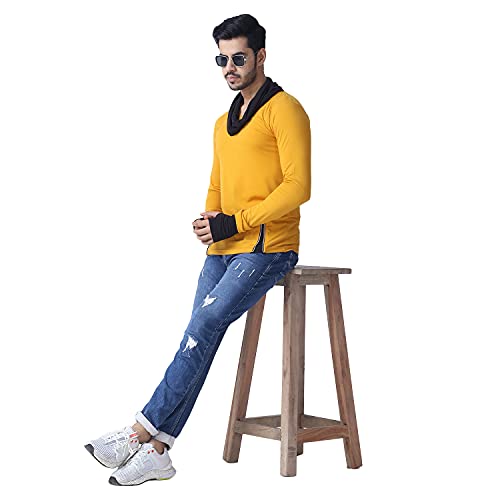 Image of Black Collection Men's Attached Muffler Full Sleeve T-Shirt(SKU: BCN0023)