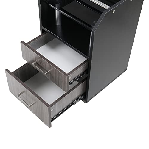Image of Glass Glow Pedicure Trolley Black /Dark Gray Cart for Nail Salon Furniture & Equipment