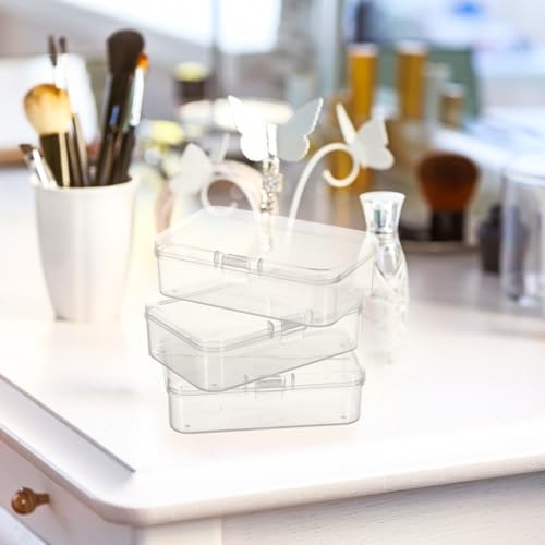 Image of Jetec 18 Pieces Mini Plastic Clear Beads Storage Containers Box for Collecting Small Items, Beads, Jewelry, Business Cards, Game Pieces, Crafts (3.3 x 2.1 x 1 Inch)