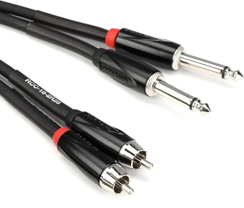 Roland Black Series Interconnect Cable, Dual RCA to Dual 1/4-Inch, 15-Feet