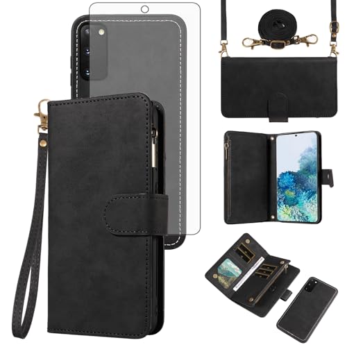 Coque Samsung Galaxy S20 5G Asuwish avec fermeture éclair et porte-cartes noir pour femme
