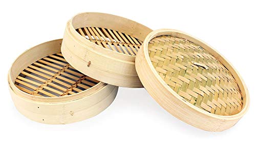 Imusa Usa Pan-10015T 10" 2 Layer Traditional Asian Bamboo Steamer, 1 Piece, Tan #TOP2