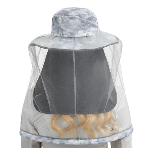 Image of BASSDASH UPF 50+ Mosquito Sun Hat with Hidden Head Net and Neck Flap for Men Women Outdoor Fishing Hiking Camping