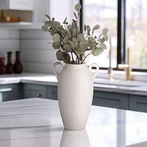 Textured Jug Tall Floor Vase – Ceramic Stoneware Decorative Vases for Home Decor – Modern Centerpiece for Living Room, Bedroom, Office, Table & Floor Display – 16″, White