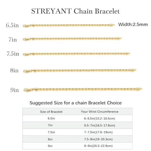 14K Gold Bracelets for Women Non Tarnish Gold Bracelets for Men Double Braided Chain Bracelet Delicate Gold Chain Bracelet Ideal Presents (6.5/7/7.5/8/9in)2