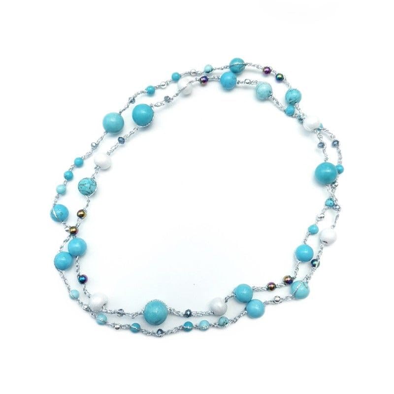 Collier crochet Setaria turquoise Bouly&Cailloux en acier inoxydable bleu - 4