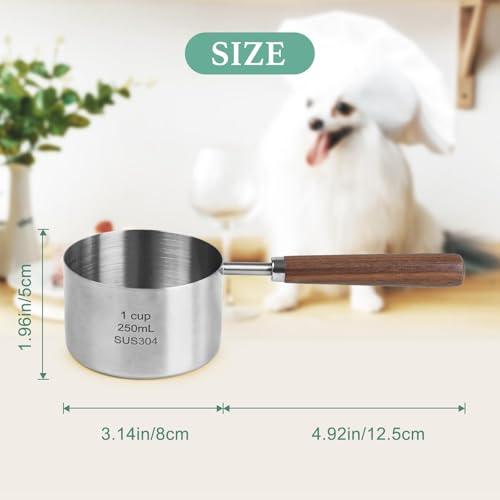 Haustier Löffel-Messbecher, Edelstahl Messbecher, abgestufter Löffel Messbecher, Katze, Hunde Löffel Messbecher, stabiles Edelstahl-Design, ideal zum genauen Abmessen von Nass und Trockenfutter