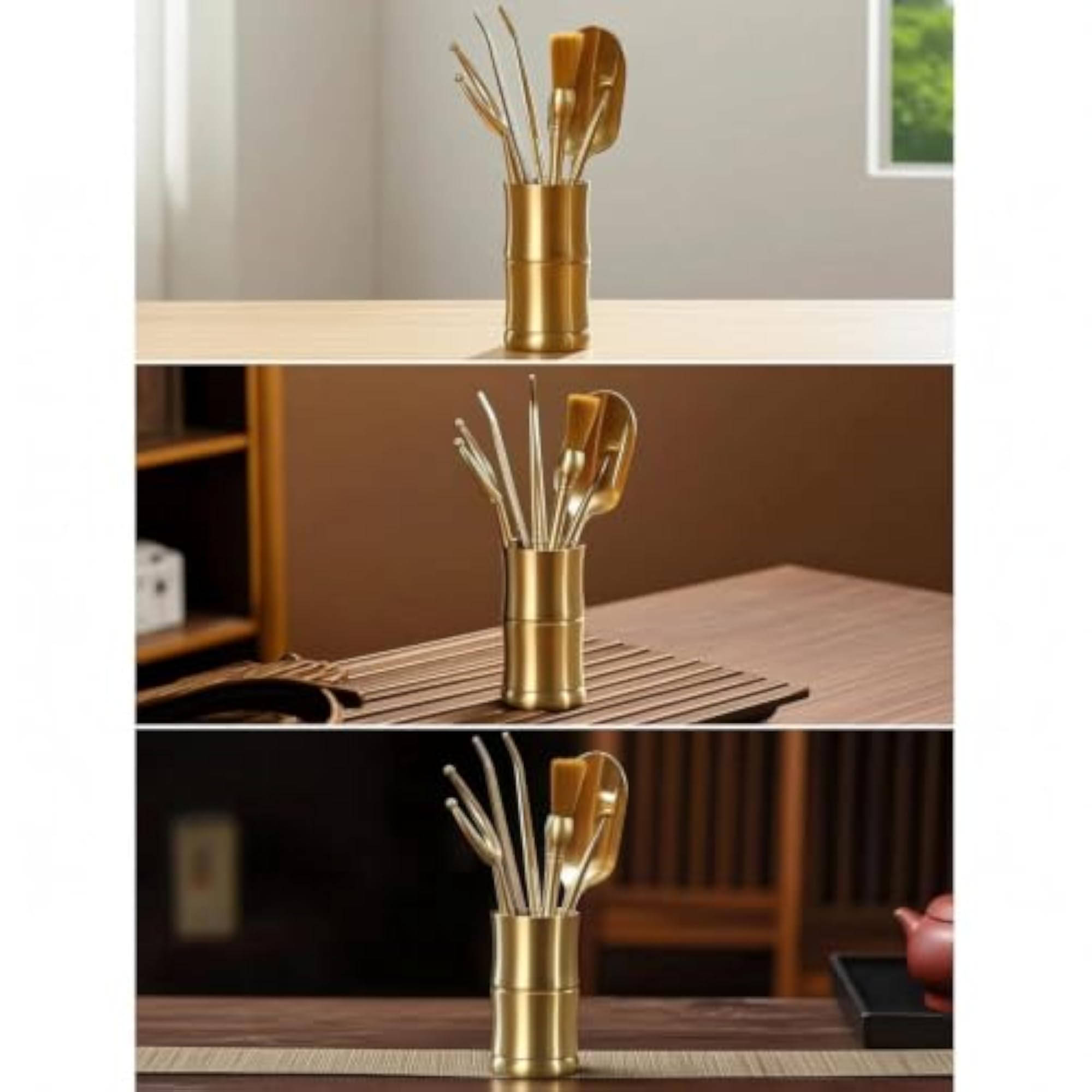 Gold-Tone 6 Pieces Gongfu Tea Tool Set, Decorative Kit