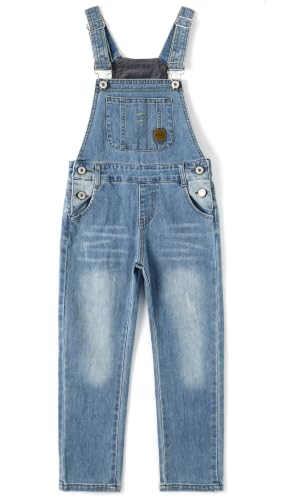 Image of KIDSCOOL SPACE Baby Little Girls Denim Overalls,Toddler Big Boys Adjustable Jeans Workwear