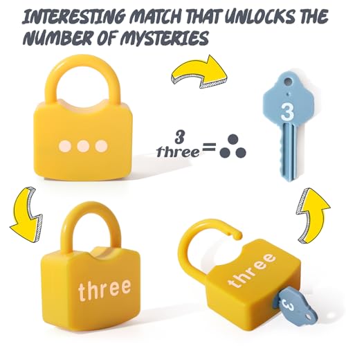 image for Dinhon Kids Learning Locks with Keys Numbers Matching & Counting Monte