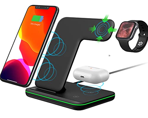 Fast Wireless Charger Station for iPhone, Airpods, and Apple Watch (Black)