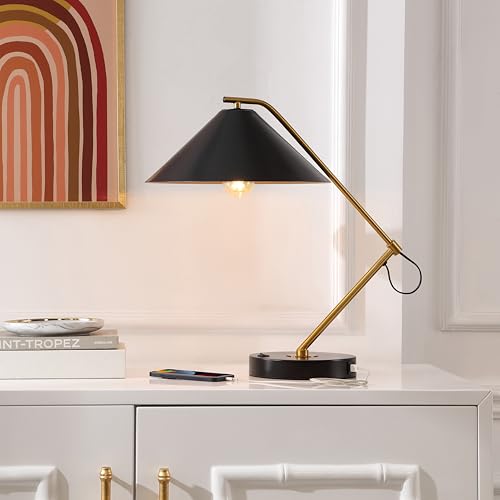 Lámpara de mesa SAFAVIEH Moseby Negro/Brass 21 pulg con USB miniatura 2
